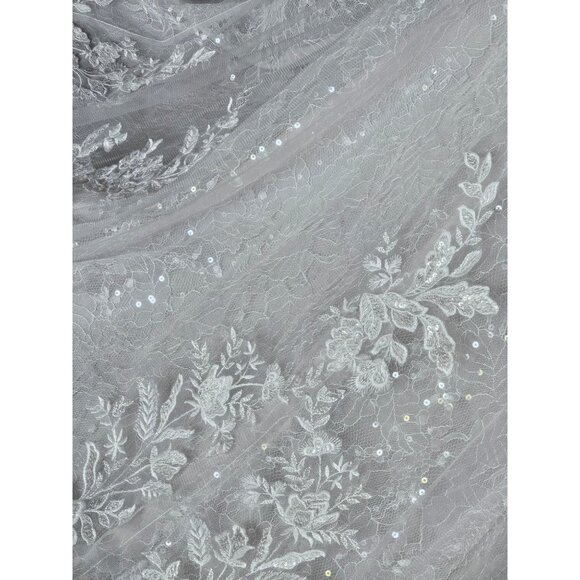 NWOT Ivory Illusion Neckline Plunge A-Line Floral Lace Wedding Gown - Morilee - Picture 10 of 12